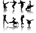 Silhouette street dancers vector