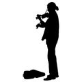 Silhouette street violinist on white background. Vector illustration