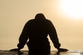 The silhouette of stressed and depressed man of working under pressure and hopefulness, Sad expression, sad emotion, despair, Royalty Free Stock Photo