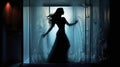 Silhouette of a Stunning Woman Showering. Generative AI