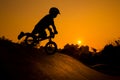 Silhouette Of Stunt Bmx Child Rider