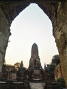 2019 - Silhouette style of Wat Praram pagoda at Ayutthaya historical park Royalty Free Stock Photo