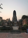 2019 - Silhouette style of Wat Praram pagoda at Ayutthaya historical park Royalty Free Stock Photo