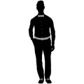 Silhouette of a stylish man wearing a bow tie and leather belt