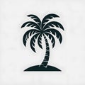 Silhouette of a Stylized Palm Tree with a Curved Trunk and Broad, Abstracted Leaves. Royalty Free Stock Photo