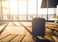 Silhouette of Suitcases in morning light at airport departure te Royalty Free Stock Photo