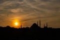 Silhouette of Suleymaniye Mosque. Ramadan or islamic concept photo Royalty Free Stock Photo