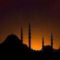 Silhouette of Suleymaniye Mosque at sunset. Ramadan concept photo Royalty Free Stock Photo