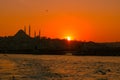 Silhouette of Suleymaniye Mosque at sunset. Ramadan and kandil background photo