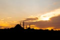 Silhouette of Suleymaniye Mosque at sunset. Ramadan or islamic concept photo Royalty Free Stock Photo