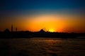 Silhouette of Suleymaniye Mosque at sunset. Ramadan and kandil background photo