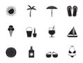 Silhouette Summer, Holiday and beach objects Royalty Free Stock Photo