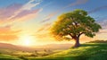 silhouette sun tree scenic countryside Royalty Free Stock Photo