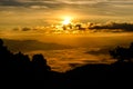 Silhouette of Sunrise and mist with mountain at Huai Nam Dang National Park in Chiang Mai and Mae Hong Son, Thailand