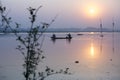 Silhouette sunrise views in Kaliganga River, Dhaka, Bangladesh.