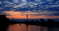 Silhouette at sunset of the Fernsehturm Royalty Free Stock Photo