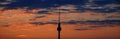 Silhouette at sunset of the Fernsehturm Royalty Free Stock Photo