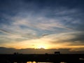 Silhouette of sunset from Hometown in thailand. Downtown Royalty Free Stock Photo