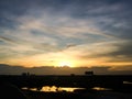 Silhouette of sunset from Hometown in thailand. Downtown Royalty Free Stock Photo