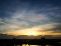 Silhouette of sunset from Hometown in thailand. Downtown Royalty Free Stock Photo