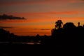 Silhouette of sunset at Mekong Mae Nam Khong River Royalty Free Stock Photo