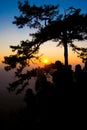 Silhouette sunset on the mountain