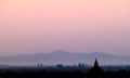 Silhouette Sunset scene with Pagoda field in Bagan,Myanmar Royalty Free Stock Photo