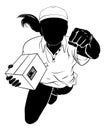 Silhouette Super Hero Delivery Woman Courier