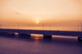 Silhouette of Suramadu bridge in East Java