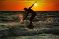 Silhouette of surfer at sunset Royalty Free Stock Photo