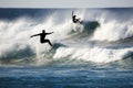 Silhouette surfers