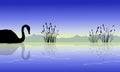 Silhouette of swan on lake style collection scenery