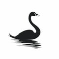 Silhouette Swan In Transparent Water - Whittredge Style Illustration