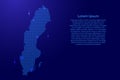 Silhouette of Sweden country from wavy blue space sinusoid lines