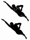 Silhouette of a swimmer, vector draw