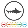 Silhouette, Swimming Shark icon set Royalty Free Stock Photo