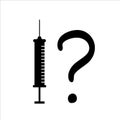 Silhouette symbol. syringe sticker. Injection forbidden. Anti vaccination. Stop vaccine. Negative space. Dilemma