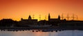 Silhouette of Szczecin (Stettin) City waterfront after sunset.