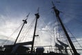 Silhouette of tall ship mast Royalty Free Stock Photo