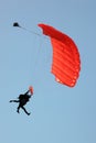 Silhouette of Tandem Sky Divers Landing Royalty Free Stock Photo