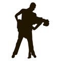 Silhouette of tango dance pair. Couple dancers