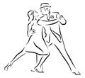 Silhouette of tango dancers over white background Royalty Free Stock Photo