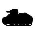 Silhouette Tank Renault FT17 French Light tank icon. Military army machine war, weapon, battle symbol silhouette side Royalty Free Stock Photo