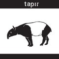 Silhouette Tapir In Grunge Design Style Animal Icon