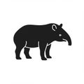 Silhouette of a tapir (Tapirus sp.) in profile. The design is solid black, showing the tapir\'s Royalty Free Stock Photo