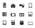Silhouette technical, media and electronics icons Royalty Free Stock Photo