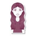 Silhouette teenager with long wavy hair