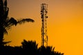 Silhouette of telecommunication antenna cellular tower for mobile signal network