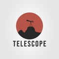 silhouette telescope or binoculars on the hill logo vector illustration design Royalty Free Stock Photo