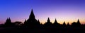 Silhouette temples of bagan at sunset, Myanmar Royalty Free Stock Photo